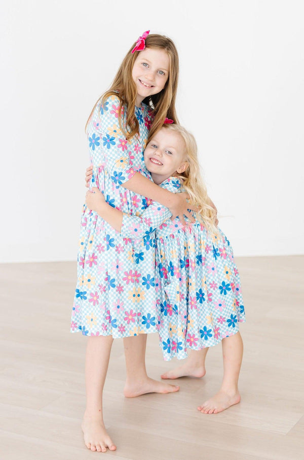 crazy-daisy-3-4-sleeve-pocket-twirl-dress Mila &  Rose - Sophia's Style-Crazy Daisy 3/4 Sleeve Pocket Twirl Dress-6-12M--1